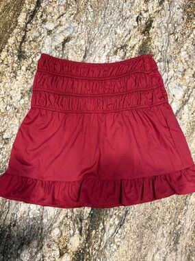 Le Lis Wine Red Elastic Waist Skirt